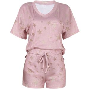 Vrouwen Vijfpuntige Ster Gedrukt Korte Mouw Casual Homewear Pak Pyjama Vijfpuntige Ster Print Korte-mouwen Pyjama Vrouwen