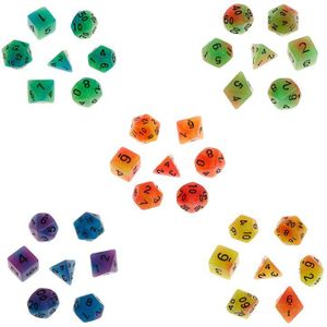 7 stks/set Lichtgevende Polyhedral Zijdige Dobbelstenen D4 D6 D8 D10 D12 D20 Set Voor Dungeons en Dragon D en D RPG Poly Game