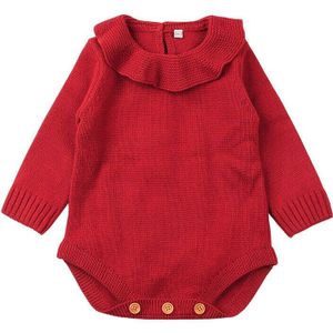 Leuke Pasgeboren Baby Meisjes Knit Warm Ruches Trui Jumpsuit Outfits Set Kids Baby Meisje Winter Kleding
