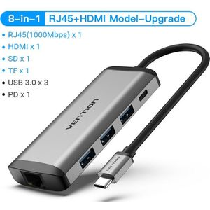 Drag Usb C Hub Type C Naar Usb 3.0 Dock Station Usb C Hdmi RJ45 4K Voor Macbook Pro air Accessoires Type C 3.1 Splitter Usb Hub