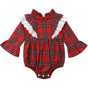 Pasgeboren Baby Kids Meisjes Kleding Rode Plaid Zusje Romper Grote Zus Jurk Xmas Kostuums Herfst