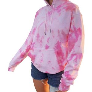 Hoodies Vrouwen Tie Dye Print Sweatshirt Oversized Trekkoord Lange Mouwen Winter Streetwear Vrouwen Kleding Sfit