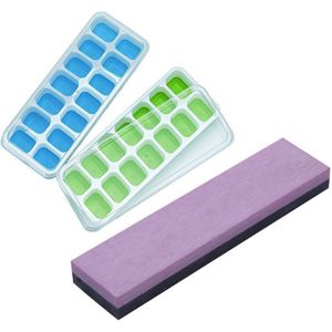 800/3000 Grit Messenslijper Stone Wetsteen Polijsten Tool Dubbele Kanten Met Ijs Vierkante Trays 2 Pack