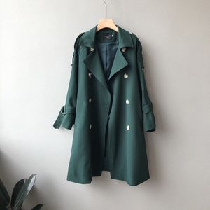 [Ewq] Herfst Lange Mouwen Uitloper Eenvoudige Casual Dames Trenchcoat Koreaanse Lange Mouwen Oversize windjack