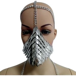 Legering Hoofd Ketting Vrouwen Steampunk Metalen Masker Hoofd Ketting Voor Halloween Party Cosplay Kwasten