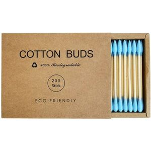 200 Stks/doos Dubbele Hoofd Wattenstaafje Bamboestokken Wattenstaafje Wegwerp Knoppen Katoen Voor Makeup Neus Oren Schoonmaken