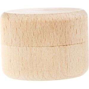 Ronde Houten Bruiloft Ring Sieraden Trinket Doos Hout Opslag Container Case