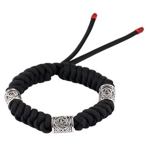 Viking Runen Kralen Paracord Armband Zwart Touw Gevlochten Armbanden Armbanden Voor Mannen Sieraden