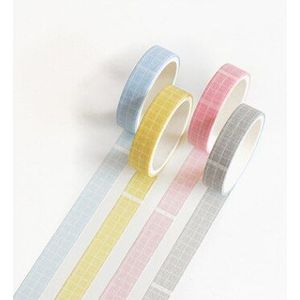 4 Rolls/Set Basic Kleur Washi Tape 2M Raster Masking Tape Voor Diy Album Dagboek Planner Decoratieve Tape school Kantoorbenodigdheden