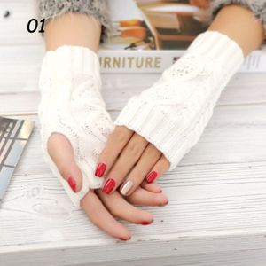 Sparsil Vrouwen Winter Knit Vingerloze Handschoenen Warme Wollen Gebreide Handschoen 20Cm Jacquard Halve Vinger Wanten Elastische Korte Pols protector