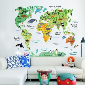 90X60 Cm Dier Wereldkaart Poster Kleurrijke Wereld Sticker Kids Diy Kamer Muur Kaart Decor Art Poster Kids vroege Onderwijs Levert