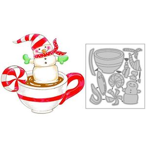 Kerst Metalen Stansmessen Stencils En Koffie Cup Scrapbooking Voor Folie Ambachten Kaart Maken Gestanst Geen stempel Sets