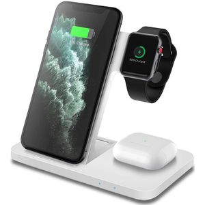 15W 3 In 1 Qi Draadloze Oplader Dock Station Fast Charging Stand Voor Iphone 12 11 Xs Xr X 8 Apple Horloge Se 6 5 4 3 2 Airpods Pro