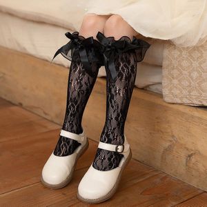 Kousen Voor Meisjes Zomer Leuke Lace Voorraden Wit Lolita Stijl Dunne Midden Kousen 12 Jaar Kinderen Panty Casual Visnet Sokken
