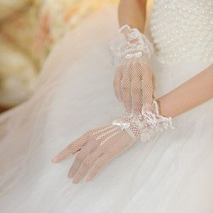 Vrouwen Mode Accessoires Zwart Wit Fingered Handschoenen Lady Meisjes Avondfeest Prom Kant Handschoenen Bruid Pols Wanten