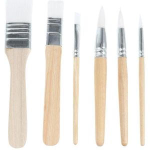 Pak Van 6 Houten Staaf Borstel Pen Professionele Praktische Nylon Haar Kwast Set Voor Beginners Studenten Aquarel