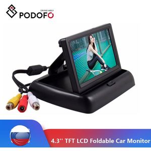 Podofo 4.3 &quot;Inch Opvouwbare Tft Lcd Monitor Auto Achteruitrijcamera Kleur Systeem W/2-Kanaals Video-ingang auto Video Speler Met Power Kabel