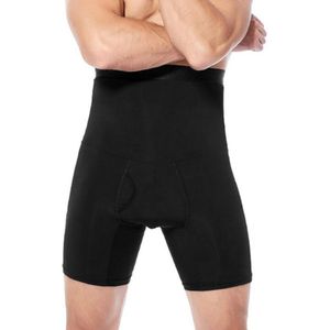 Effen Oefening Shorts Mannen Hoge Taille Body Shaping Broek Ademend Sport Shapewear Strakke Sneldrogend Ondergoed