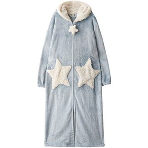 Nachtjapon Voor Vrouwen Nachtkleding Gewaad Leuke Lente En Herfst Dikke Vrouwen Winter Flanel Mannen Rits Lange Coral Fleece