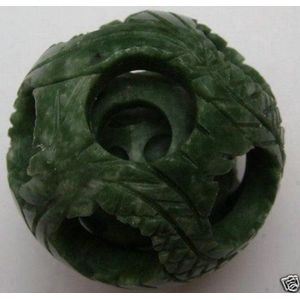 55 Mm Splendiferous Chinese Jade Bloem Magische Puzzel Bal + Stand Een