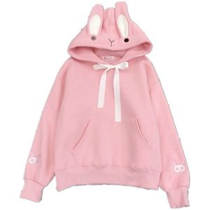 Kawaii Bunny Ear Capuchon Vrouwen Lange Mouwen Hooded Sweatshirts Roze Herfst Winter Meisje Hoody Tops Truien Plus Size Trainingspakken