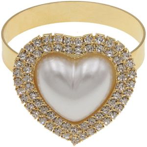 Servetringen Parel Hart Diamant Serviette Metal Ring Rhinestone Voor Bruiloften Decoraties Party Tafel 12 Pcs