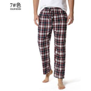 Mannen Katoen Plaid Slaap Bodems Loungen Ontspannen Huis Pjs Broek Man Comfy Zachte Pyjamabroek Met Trekkoord Knop fly