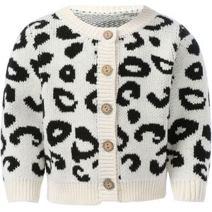 Baby Baby Meisje Luipaard Gebreide Vest Jas Baby Trui Jas Tops Peuter Meisjes Vest Herfst Winter Warm Bovenkleding