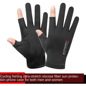 Bescherming Fiber Zon Handschoenen Zomer Dunne Mannen En Vrouwen Half Vinger Lek Twee Vinger Antislip Sport Fitness Rijden rijden Vissen