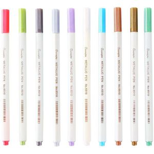 30 Kleuren Metallic Micron Pen Gedetailleerde Markering Kleur Metalen Marker Voor Album Zwart Papier Tekening Kunst School Supplies