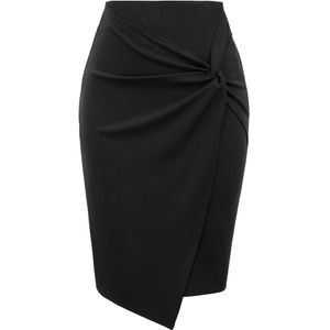 Dames Vrouwen mini rokken Herfst fall Asymmetrische Wrap Voorkant knielengte Stretch potlood Bodycon Rok jupe femme kantoor OL rok