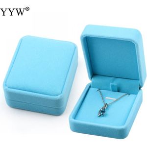 1 Pc Lichtblauw Hemelsblauw Velvet Sieraden Set Doos Pluche Box Fit Ketting Ring Armband Earring Box Verpakking Zak