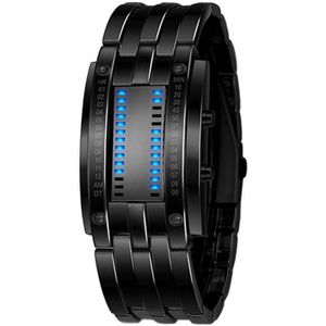 Ycys! Mannen Legering Datum Digitale Led Armband Polshorloge (Blauwe Led/Zwart Armband)