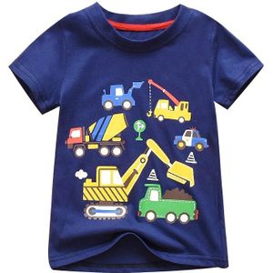 Zomer Modieuze Kleine Jongens T-shirt Creatieve Cartoon Auto Afdrukken Korte Mouw Ronde Kraag Top Kinderen Casual Kleding
