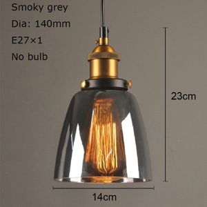 Vintage Hanglampen Glas Hanglamp Loft Nordic Hang Lamp 28cm Smoky Grey Industriële Lamp Eetkamer Slaapkamer Keuken e27