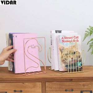 Vidar Nordic Stijl Ornamenten Cactus Rose Gold Flamingo Boek Stand Metalen Telescopische Vouwen Boekenplank Decor Tijdschriftenrek Mode