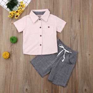 Pudcoco Zomer Peuter Kids Baby Boy Kleding Gestreepte Katoenen Top Shirt Korte Broek 2 stuks Kleding Outfits Zomer Kleding