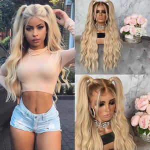 Oley Haar Lange Ombre Blonde Pruik Hittebestendige Synthetische Lace Front Pruik Met Pony Hoge Dichtheid Cosplay Pruiken Voor Zwarte vrouwen