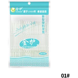 100Pcs Tweekoppige Tandheelkundige Borstel Tanden Sticks Floss Pick Tandenstoker Tand Clean Oral Care Interdentale Borstel Food Grade