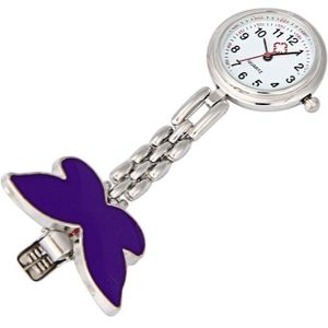 Mode Vlinder Verpleegster Arts Horloges Clip-On Fob Broche Hanger Opknoping Horloge Zakhorloge Relogio Feminino Klok