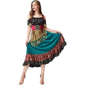 Spaanse Flamenco Dance Pailletten Jurk Vrouw Starlight Gyps Prestaties Dansen Kleding