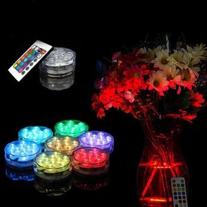 10 Led Remote Controlled Rgb Submersible Light Battery Operated Onderwater Night Lamp Outdoor Vaas Kom Garden Party Decors # Yj