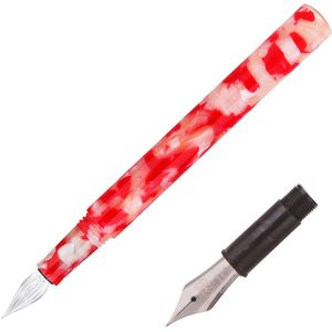 Wanwu Creatieve Celluloid Rood-Wit Mini Glazen Dip Pen & Vulpen Pocket EF/F/Kleine Gebogen nib Kleurrijke Pen & Box Set