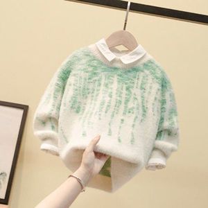 2-10Y Peuter Kids Fluwelen Gebreide Trui Warme Herfst Winter Baby Meisjes Lange Mouw Tops Uitloper Peuter Jongens Winter Kleding