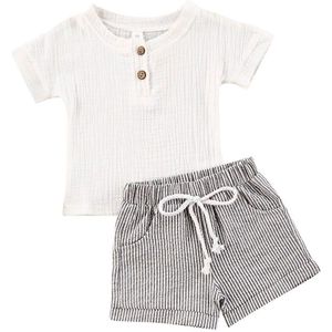 Aa Jongens Kleding Pasgeboren Baby Baby Boy Kleding Korte Tops T-shirt Gestreepte Shorts Broek Katoen Jongens Outfits Sets