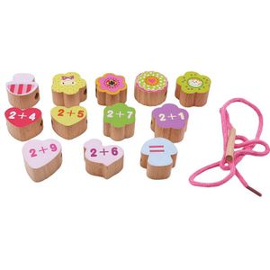 Wooden Toys Cartoon Animals Fruit Beads Stringing Threading Beads Game Education Toy For Baby Kids Children