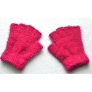 Winter Handschoenen Voor Kinderen Solide Imitatie Nertsen Haar Half Vinger Handschoen Verdikking Breien Wanten Student Houden Warme Handschoenen