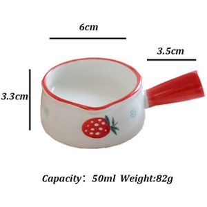 Keramische Mini Steelpan Aardbei Print Melkkan Kookgerei Keuken Kookgerei Pot Koffie Saus Kom Melk Cup Met Handvat Suiker Kommen