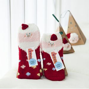 Schattige Dieren Herten Kerst Sokken 3D Pluizige Coral Fluwelen Dikke Warme Winter Sok Voor Vrouwen Jaar sox Met Bo