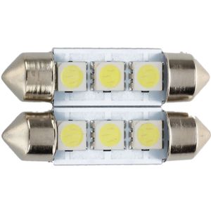 2x C5W 3 Led Smd 5050 36Mm Xenon Witte Lamp Plaat Shuttle Slingers Koepel Plafond Lamp Auto Licht